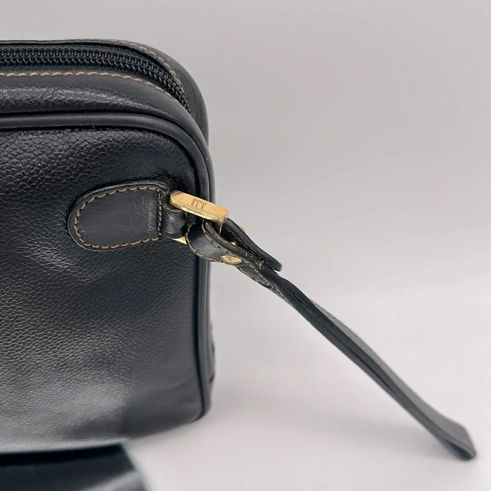 Vintage Dunhill Black Leather Travel Toiletry Bag Organizer